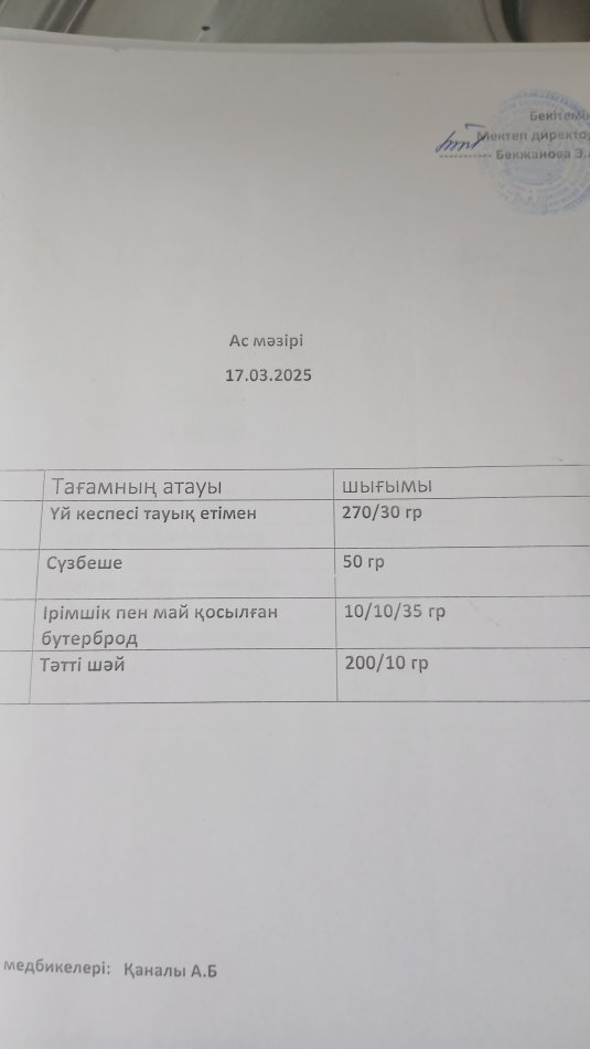 Ас мәзірі